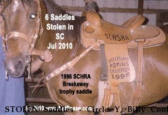 STOLEN Saddles - Circle Y, Billy Cook, Misc, Near Edgemoor, SC, 29712